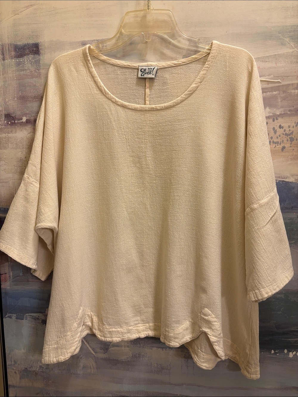 Oh My Gauze! Soft Cream Scoop Neck Tunic